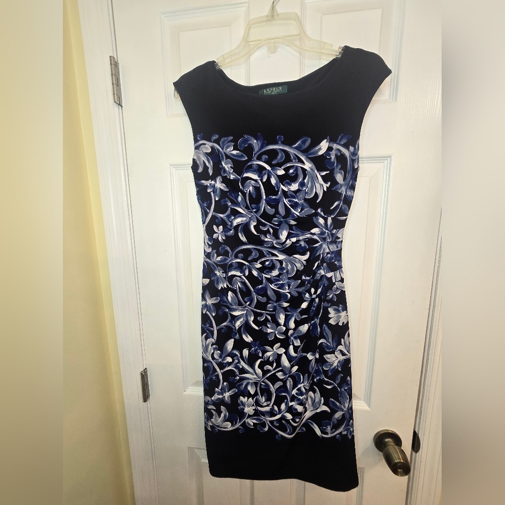 Lauren Ralph Lauren Wear to Work Cap Sleeve Floral Print Sheath Dress Sz 4